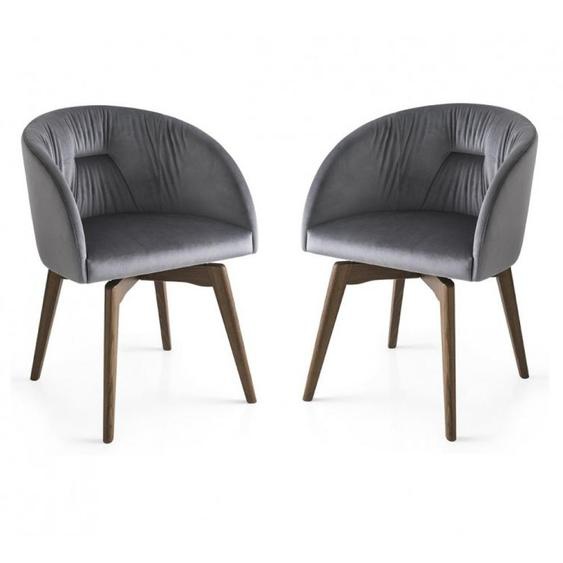 Lot de 2 Chaises pivotant ROSIE SOFT structure bois assise gris cendre