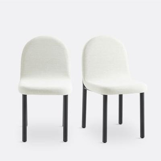 Lot de 2 chaises tissu et métal fer noir, Polly