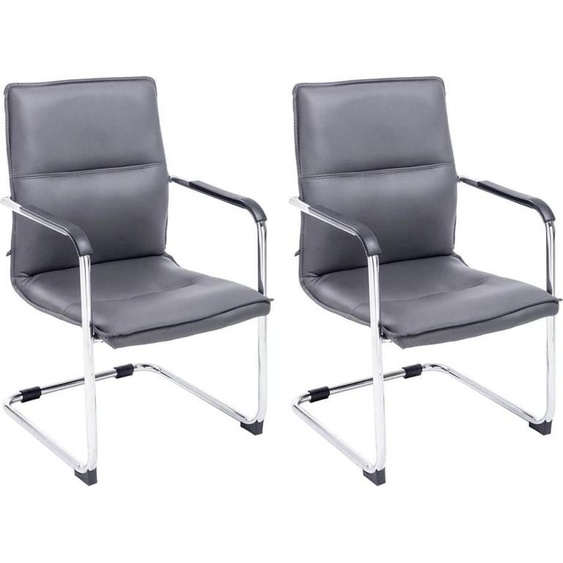lot de 2 chaises visiteurs - chaises de réunion - confort ergonomique et design élégant | Couleur : Gris