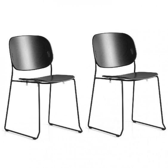 Lot de 2 Chaises YO! pieds luge métal assise plastique noir