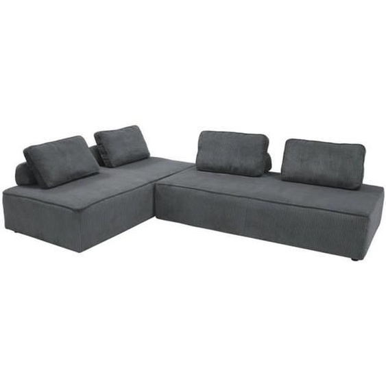 Lot de 2 chauffeuses LAO 2 places pour canapé modulable velours côtelé gris foncé. L 180 x P 90 x H 78cm