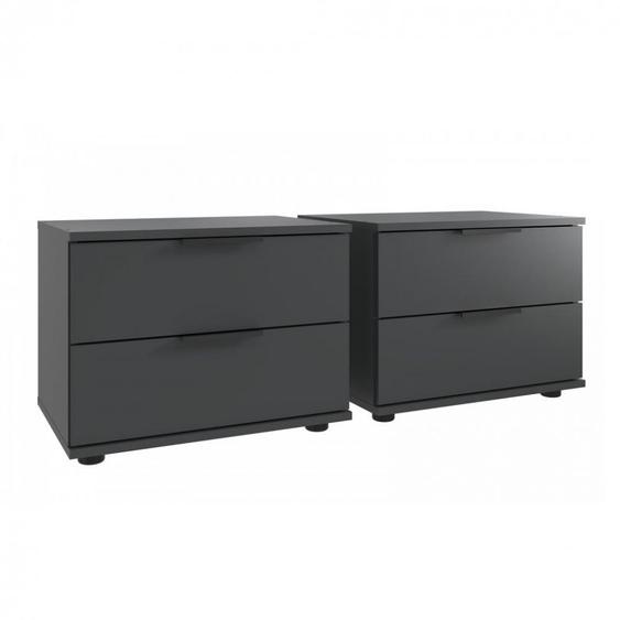 Lot de 2 chevets TILBURG 4 tiroirs graphite