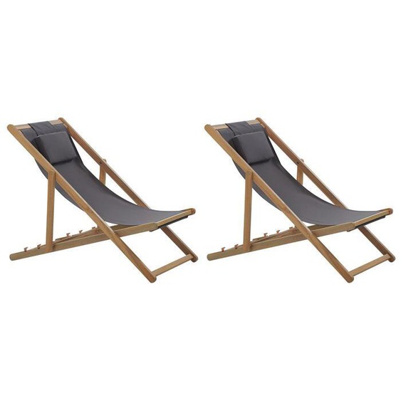 Lot de 2 chiliennes avec toiles (plusieurs options) bois clair AVELLINO