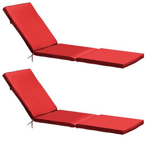Lot de 2 coussins bain de soleil polyester rouge 186 x 53 x 5 cm - Oviala