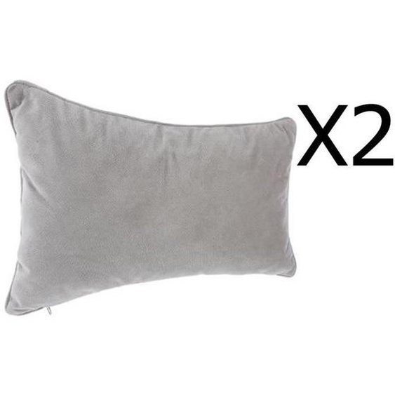 Lot de 2 coussins rectangulaires 100% polyester coloris gris clair - Dim : L.50 x l.30 cm