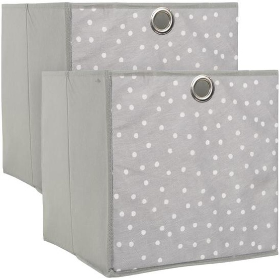 Lot de 2 cubes de rangement 30x30 cm gris/blanc 27L