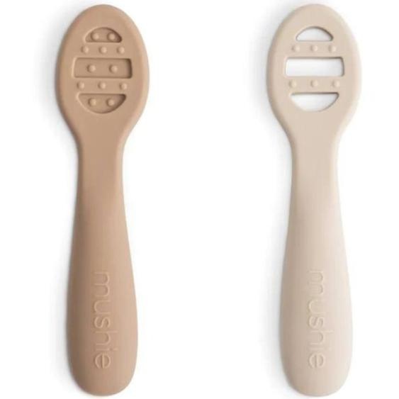 Lot De 2 Cuillères Dapprentissage Marron, Écru