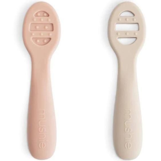 Lot De 2 Cuillères Dapprentissage Rose, Écru