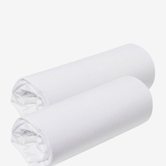 Lot de 2 draps housse pour berceau bébé et cododo en jersey extensible blanc