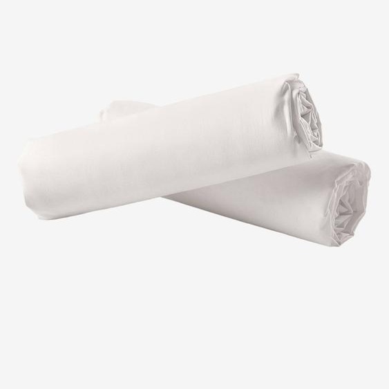 Lot de 2 draps-housses enfant en coton recyclé écru