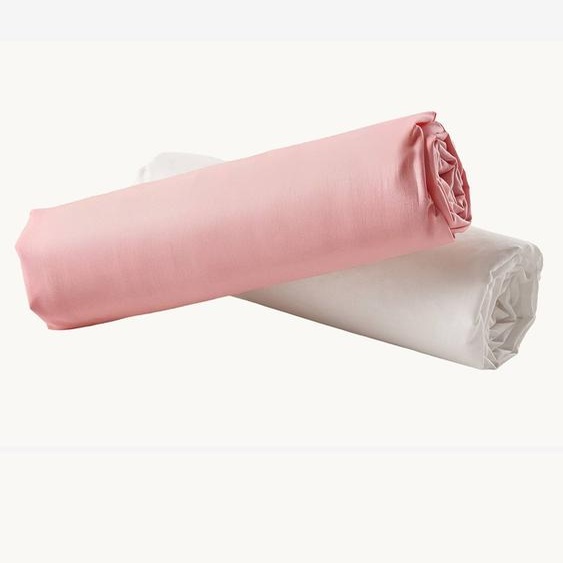 Lot de 2 draps-housses enfant en coton recyclé rose pâle