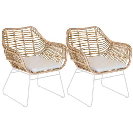Lot de 2 Fauteuils de jardin en résine tressée JARDILINE - Beige - 70 x 67 x 81 cm