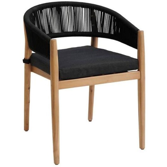 Lot de 2 fauteuils de jardin Tevio anthracite en aluminium traité époxy et acacia - Hespéride