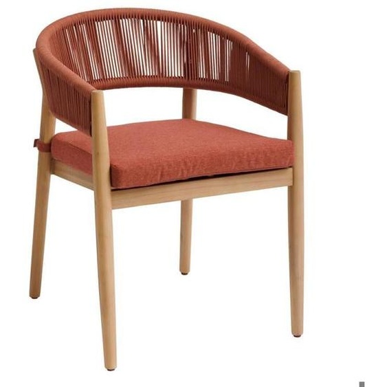 Lot de 2 fauteuils de jardin Tevio brique en aluminium traité époxy et acacia - Hespéride