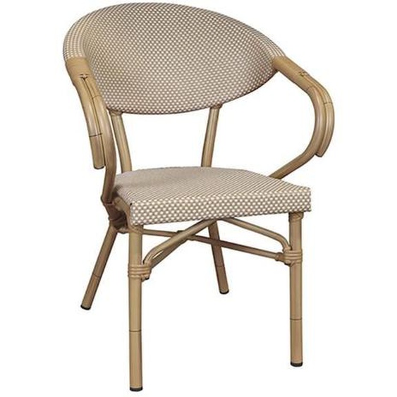 Lot de 2 fauteuils de table exterieur en textilene beige