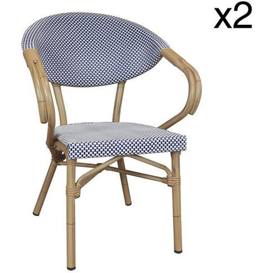 Lot de 2 fauteuils de table exterieur en textilene bleu