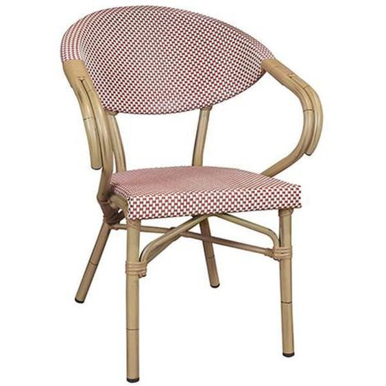Lot de 2 fauteuils de table exterieur en textilene rouge