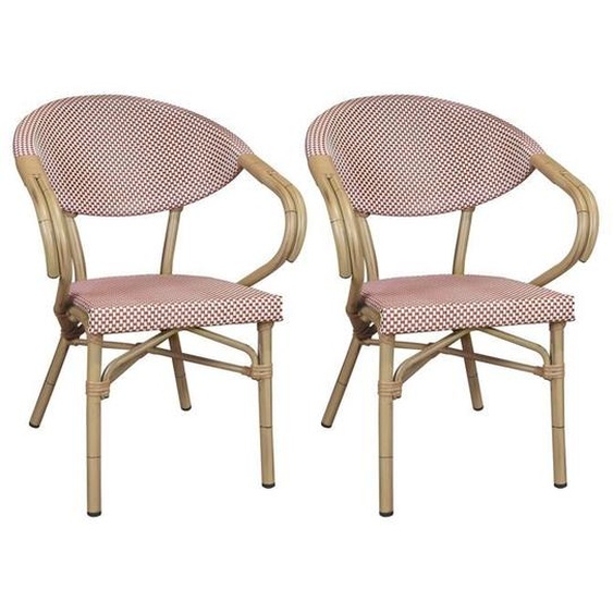 Lot de 2 fauteuils de table exterieur en textilene rouge