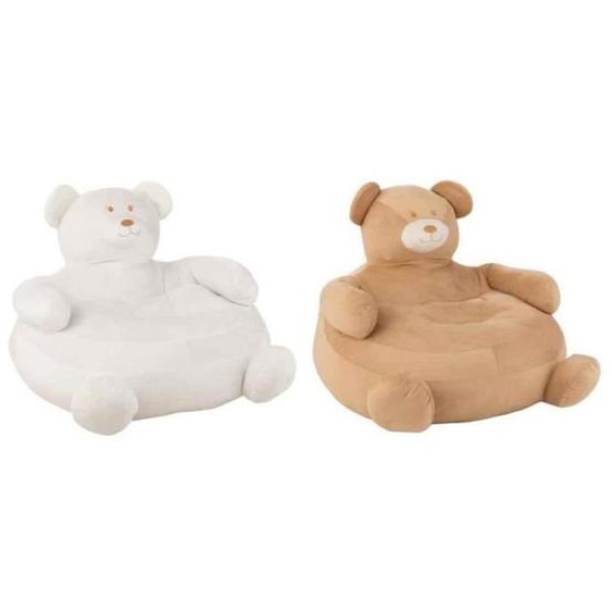 Lot De 2 Fauteuils Enfant ours 70cm Blanc & Beige