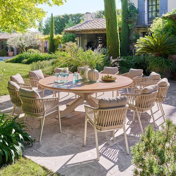 Lot de 2 fauteuils jardin ORIENGO Beige   Argile Aluminium, Mailles tressées, Polyester Hespéride
