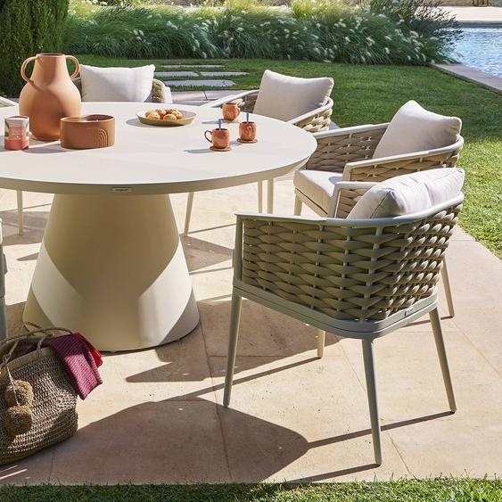 Lot de 2 fauteuils jardin YCONIA Beige   Argile Aluminium traité époxy, Polyester Hespéride