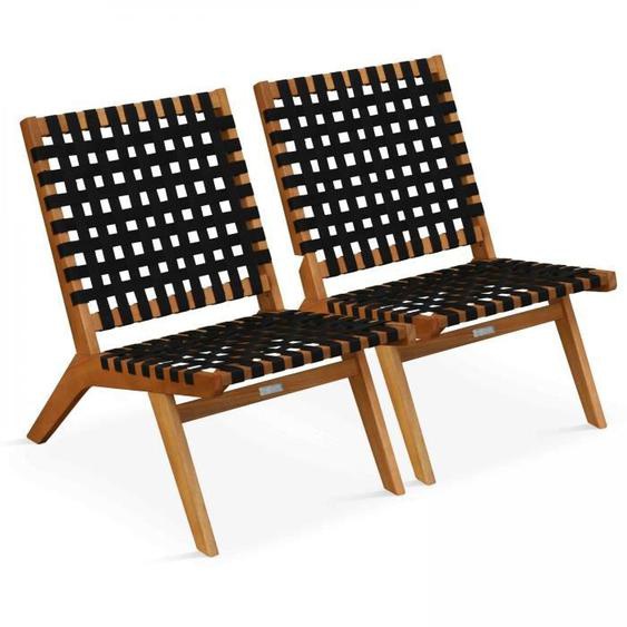 Lot de 2 fauteuils relax en bois deucalyptus noir