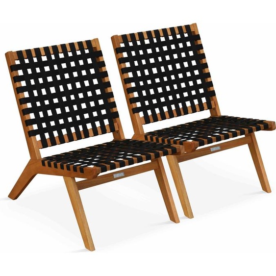 Lot de 2 fauteuils relax en bois deucalyptus noir - Oviala Bondy