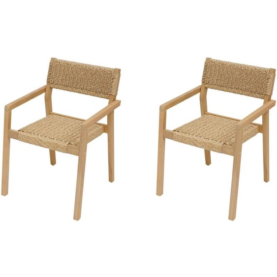 Lot de 2 fauteuils TEMEIRA Acacia certifié FSC®, Résine tressée synthétique Hespéride