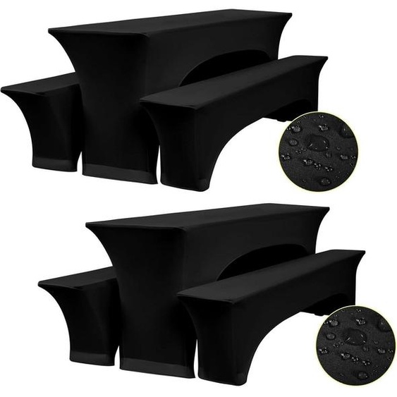 lot de 2 housses de table de bière élastiques noires 220x50x70cm - imperméables, pour banquets et meubles de jardin