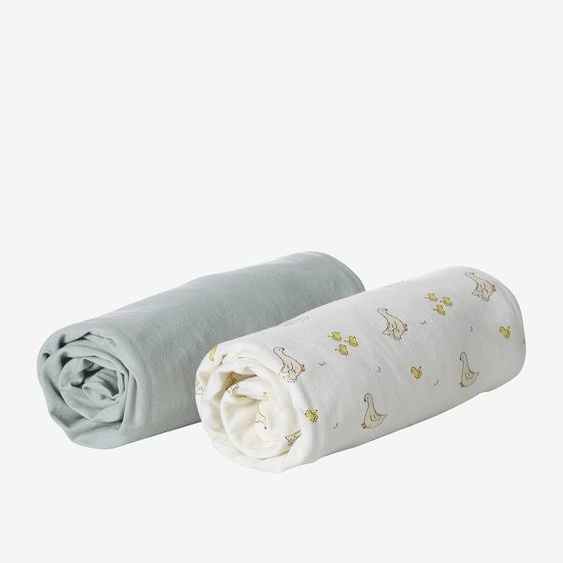 Lot de 2 housses pour berceau et cododo en coton bio* oies