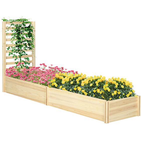 Lot de 2 jardinières avec treillis - ensemble de 2 carrés potagers - bois de sapin pré-huilé