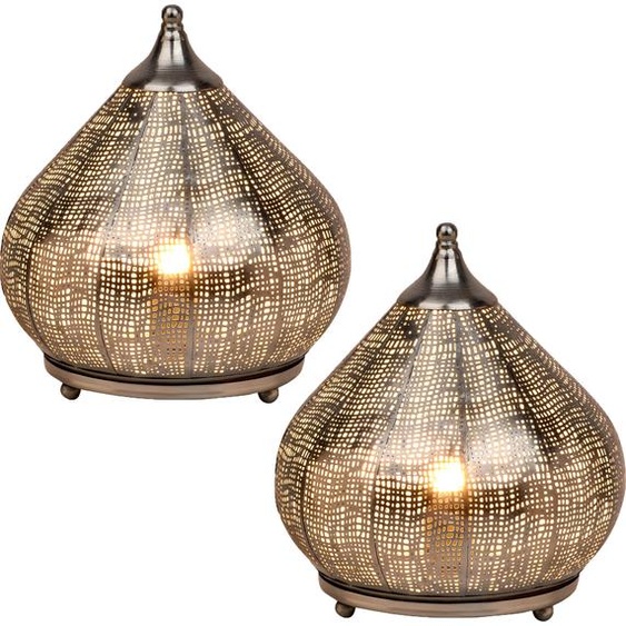 lot de 2 lampes de table décoratives orientales Lampe de chevet Jamiel Argent