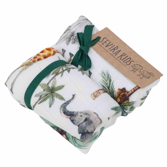 Lot De 2 Langes En Bambou Safari Safari, Vert, Gris, Blanc
