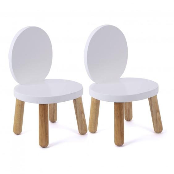 Lot De 2 Ma Première Chaise Enfant Ovaline 1-4 Ans Blanc Et Bois