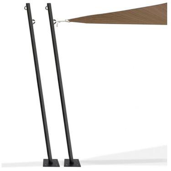Lot de 2 mâts de fixation pour voile dombrage H.220 CM poteaux et bases acier