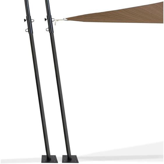 Lot de 2 mâts de fixation réglables pour voile dombrage H.220 cm poteaux et bases acier