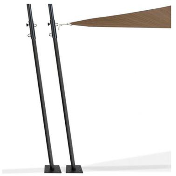 Lot de 2 mâts de fixation réglables pour voile dombrage H.220 cm poteaux et bases acier
