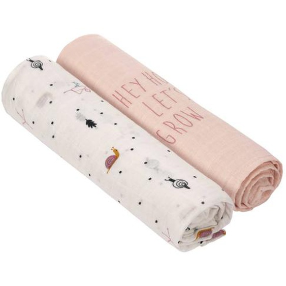 Lot De 2 Maxi Langes En Mousseline Blanc Et Rose