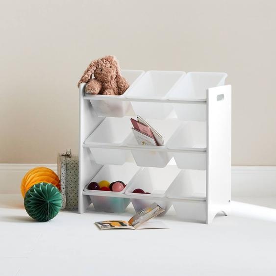 Lot De 2 Meubles De Rangement Pour Enfant, 18 Casiers - Tobias - Mdf Décor Bois Naturel, 64x295x60cm Blanc