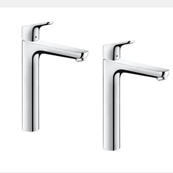 Lot de 2 mitigeur de lavabo Focus H230 avec tirette chromé