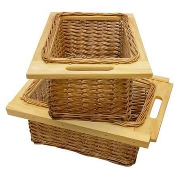 Lot de 2 Paniers Coulissants en Osier 400 mm pour Placard Cuisine | MonsterShop