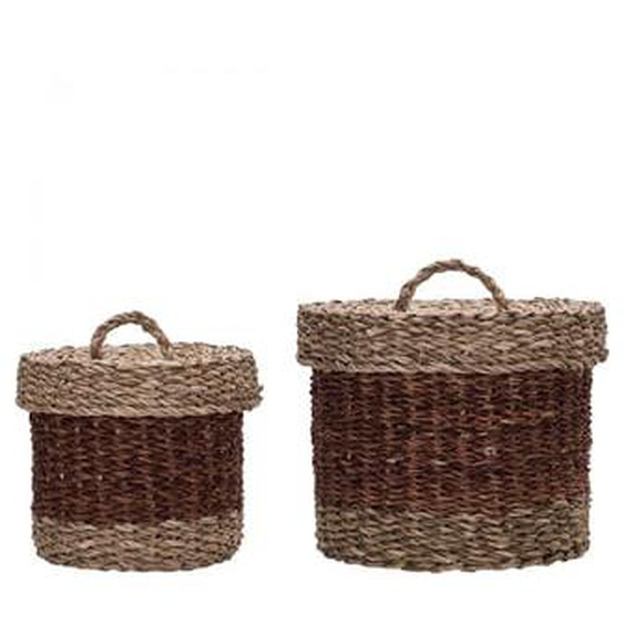 Lot de 2 paniers de rangement avec couvercle Rangi