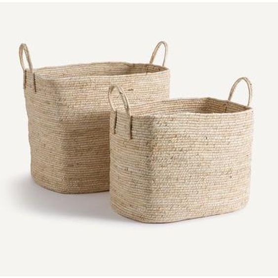 Lot de 2 paniers tressés en corde de maïs, Aiocha