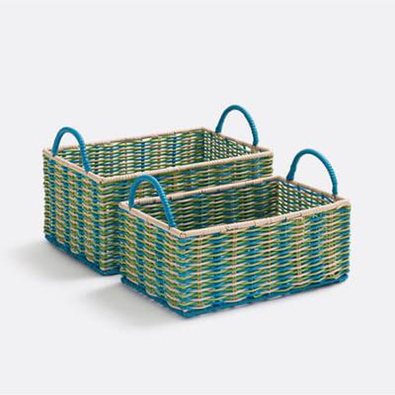 Lot de 2 paniers tressés en scoubidou, Myca