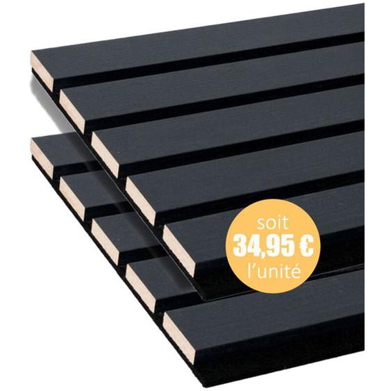 Forestea - Lot de 2 Panneaux tasseaux bois mdf acoustic décor chêne lave sur feutrine 2600x300x17mm pefc 70%