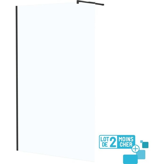 LOT de 2 Parois de Douche 120x195 cm en Verre Trempé 5 mm - Profilés et Bras Noirs