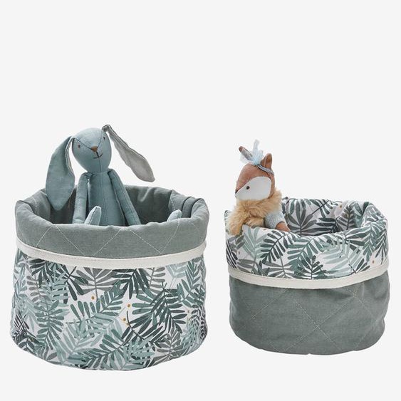 Lot de 2 petits paniers de rangement réversibles HANOÏ beige