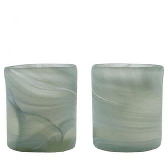 Lot de 2 photophores en verre Kae