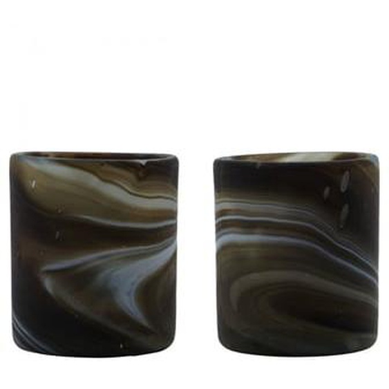 Lot de 2 photophores en verre Kae