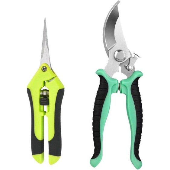 Lot de 2 pièces pour tondeuses de jardin respectueuses de la végétation, avec lame de contournement pour les branches et les plantes - houe à arbres, tondeuse à rosiers, tondeuse à fleurs avec poignée de verrouillage et revêtement antidérapant